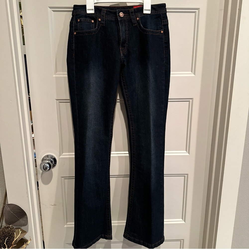 V Cristina Size 4 Blue Jeans With Embellished Gold Studded Back Pockets